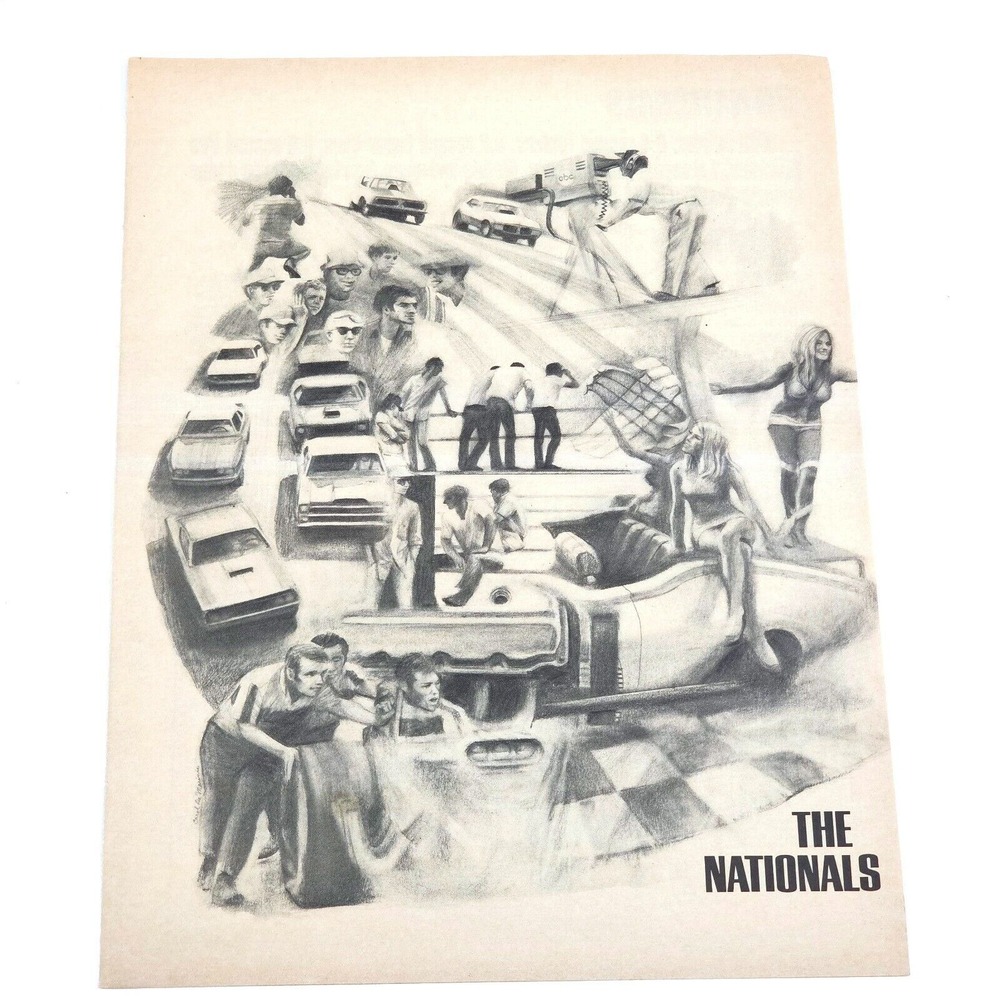 Vintage Hot Rod Nationals Pencil Black & White Print Ad 9/70 Car Craft Magazine